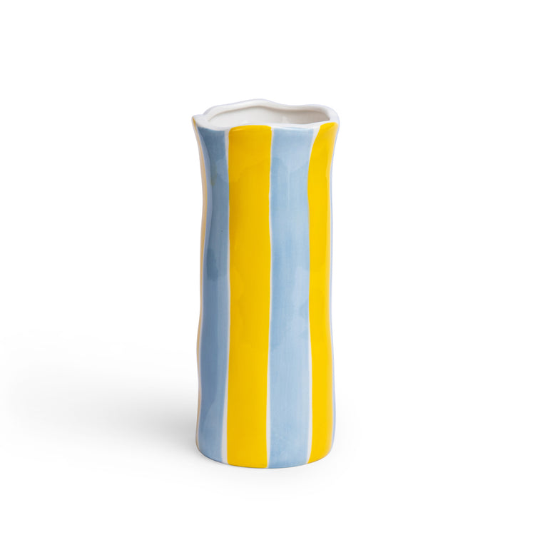 Small Vase - Cornflower Blue & Yellow Stripe