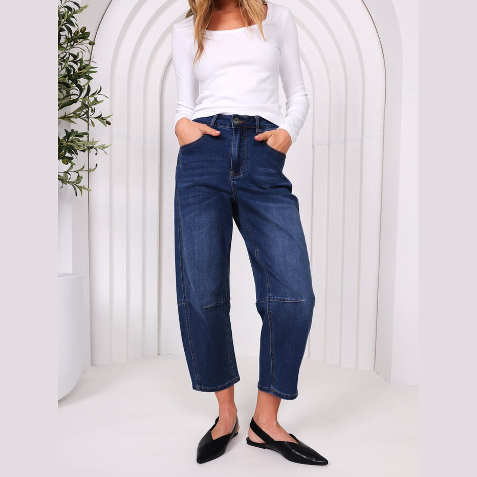 Toni Barrel Jeans - Blue Denim
