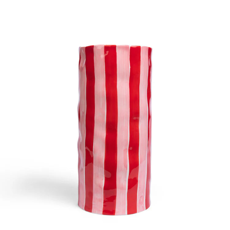 Large Pink and Red Stripe Vase - Noss & Co