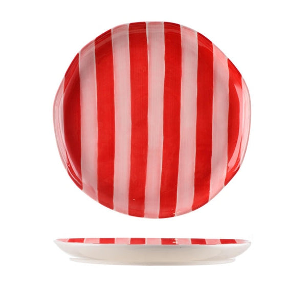 *NEW* Dinner Plate - Pink & Red Stripe