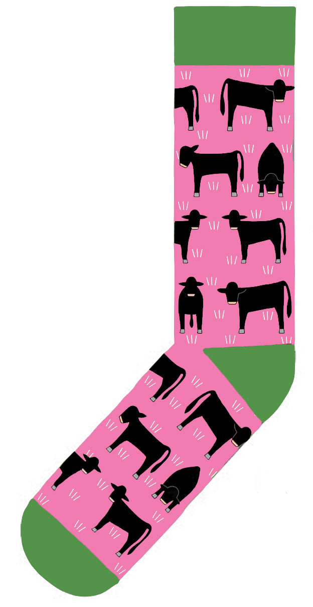 Red Tractor Designs - Angus PINK Cotton Socks (Size 6-11)