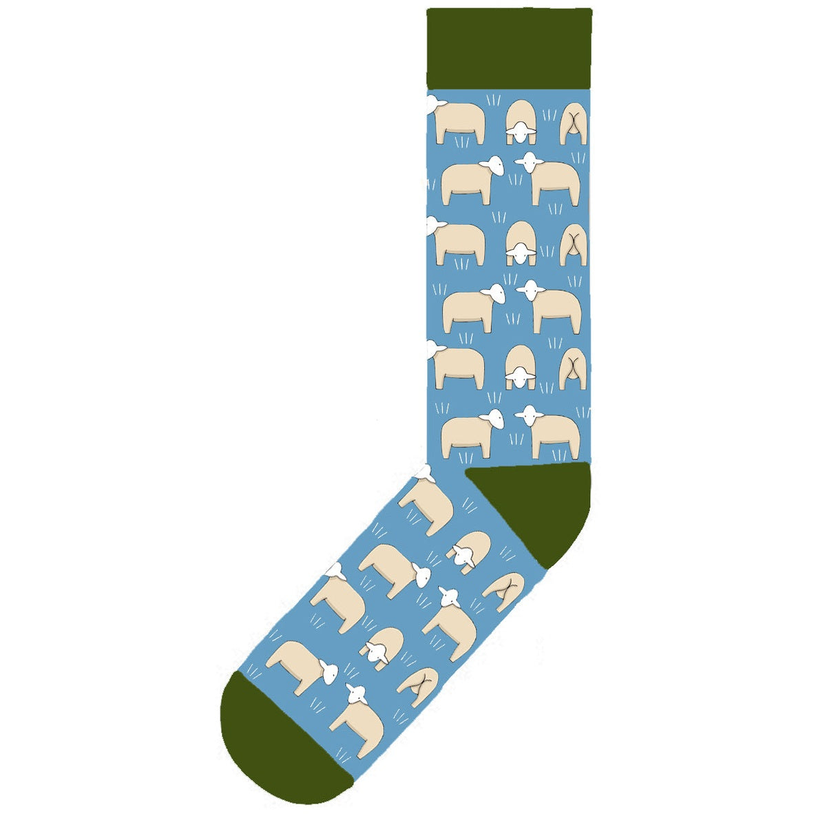 Red Tractor Designs - Blue & Green Sheep Cotton Socks (Size 6-11)