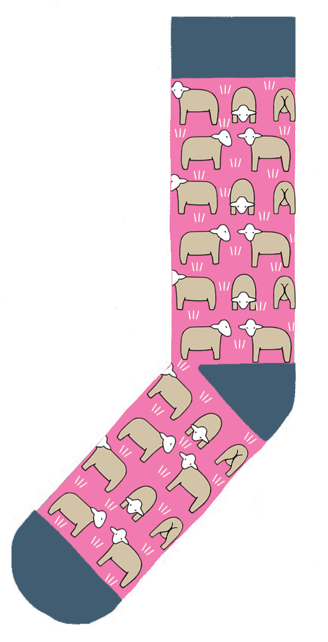 Red Tractor Designs - Sheep Pink Cotton Socks M