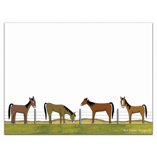 red tractor designs - small sticky note pad - Horses