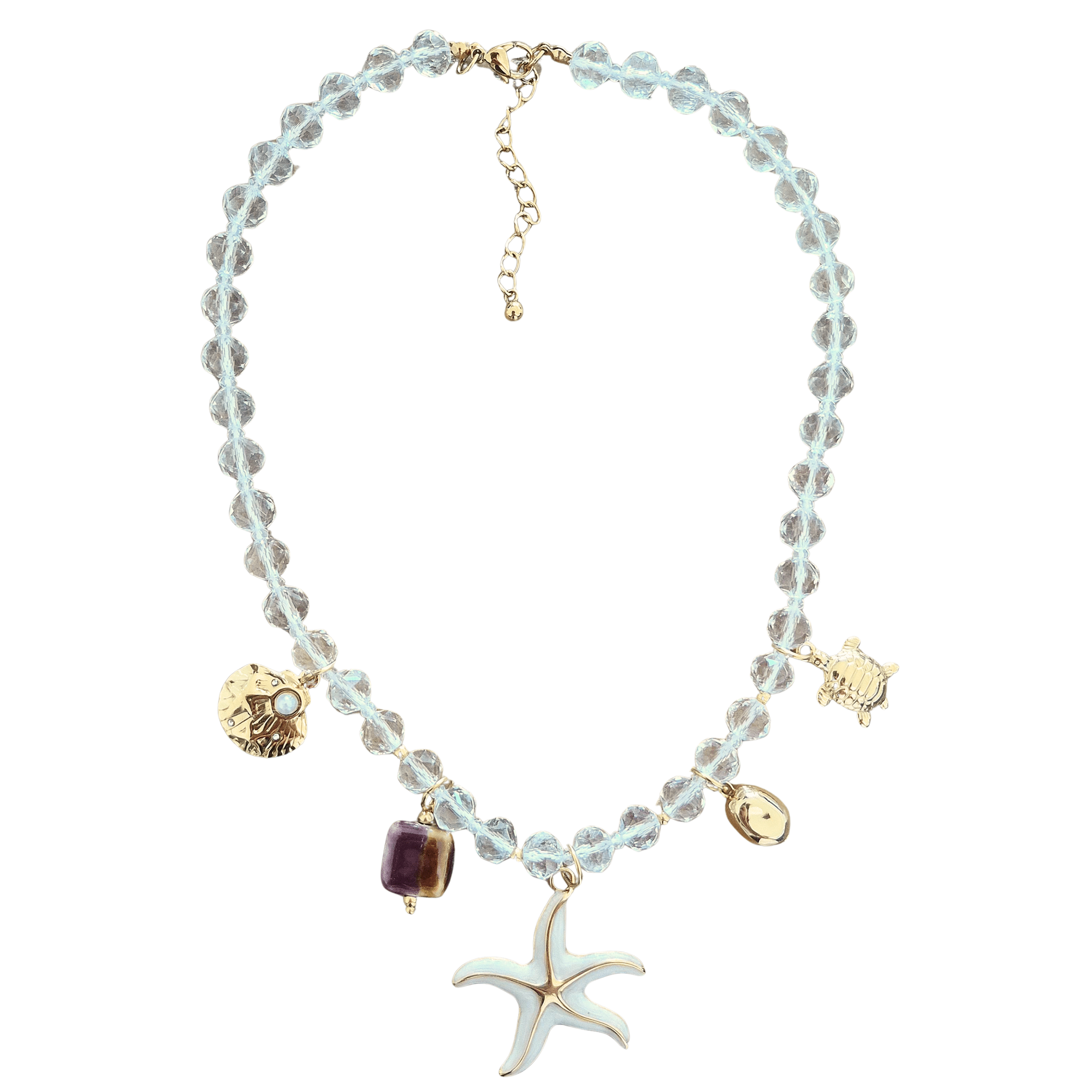 Crystal Charm Necklace - Gold