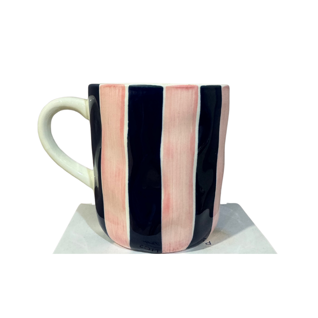 Noss & Co Navy & Pink Stripe Mug