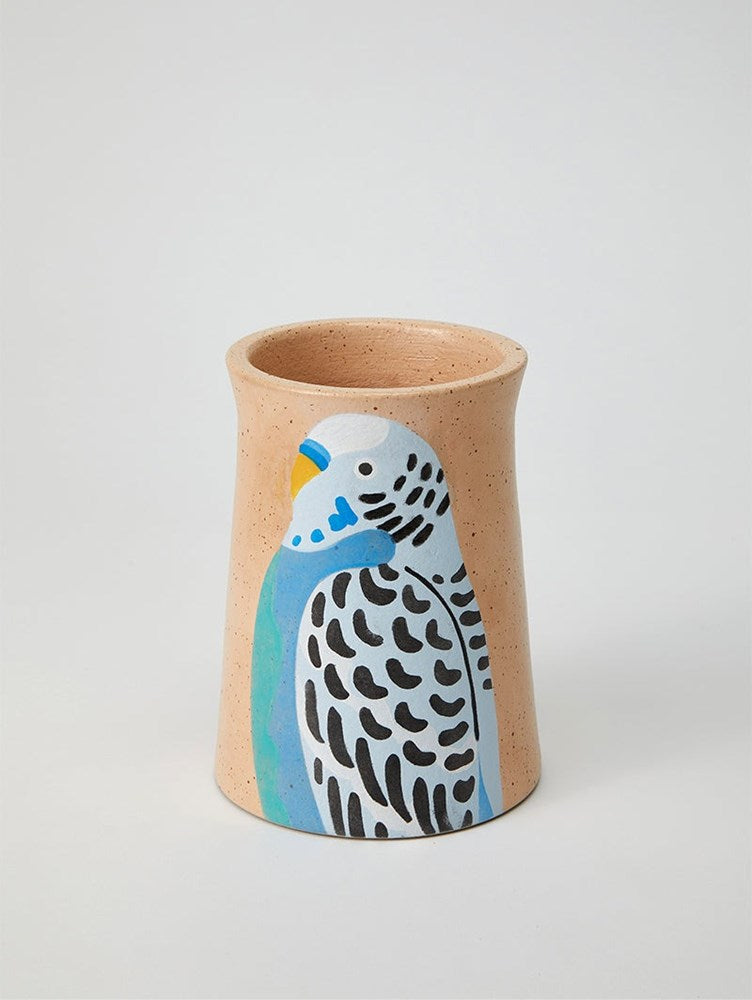 Aerial Blue Budgie Vase