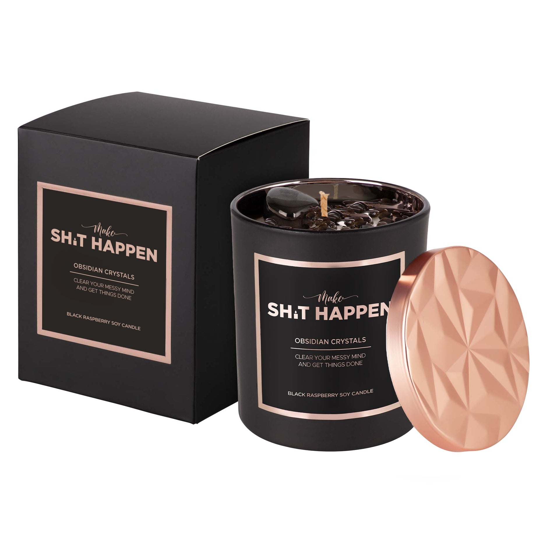 Make Shit Happen - Obsidian Crystal Candle