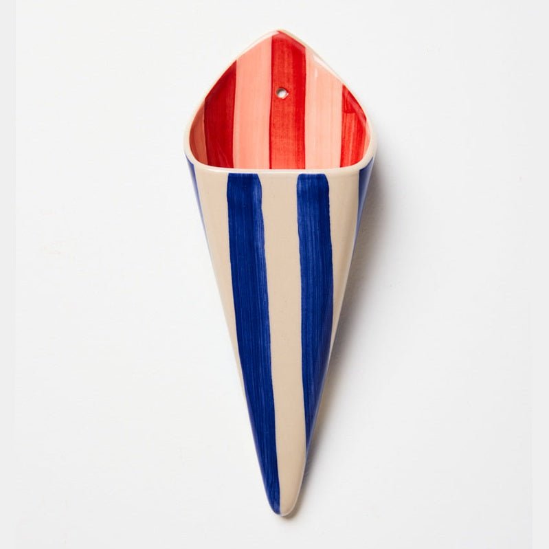 Folly Wall Vase Blue Stripe