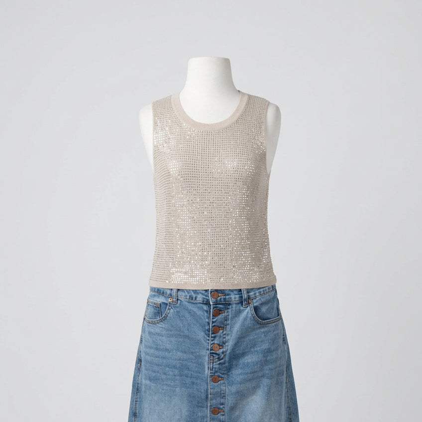 Liora Shimmer Tank Top - Silver Mushroom