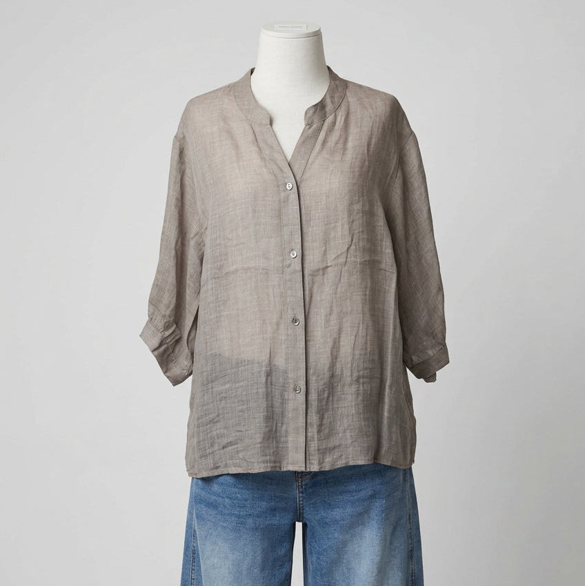 Biscuit Sheer Linen Top - Biscuit
