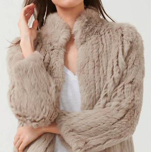 365 Days - High Neck Rabbit Jacket -Chalk