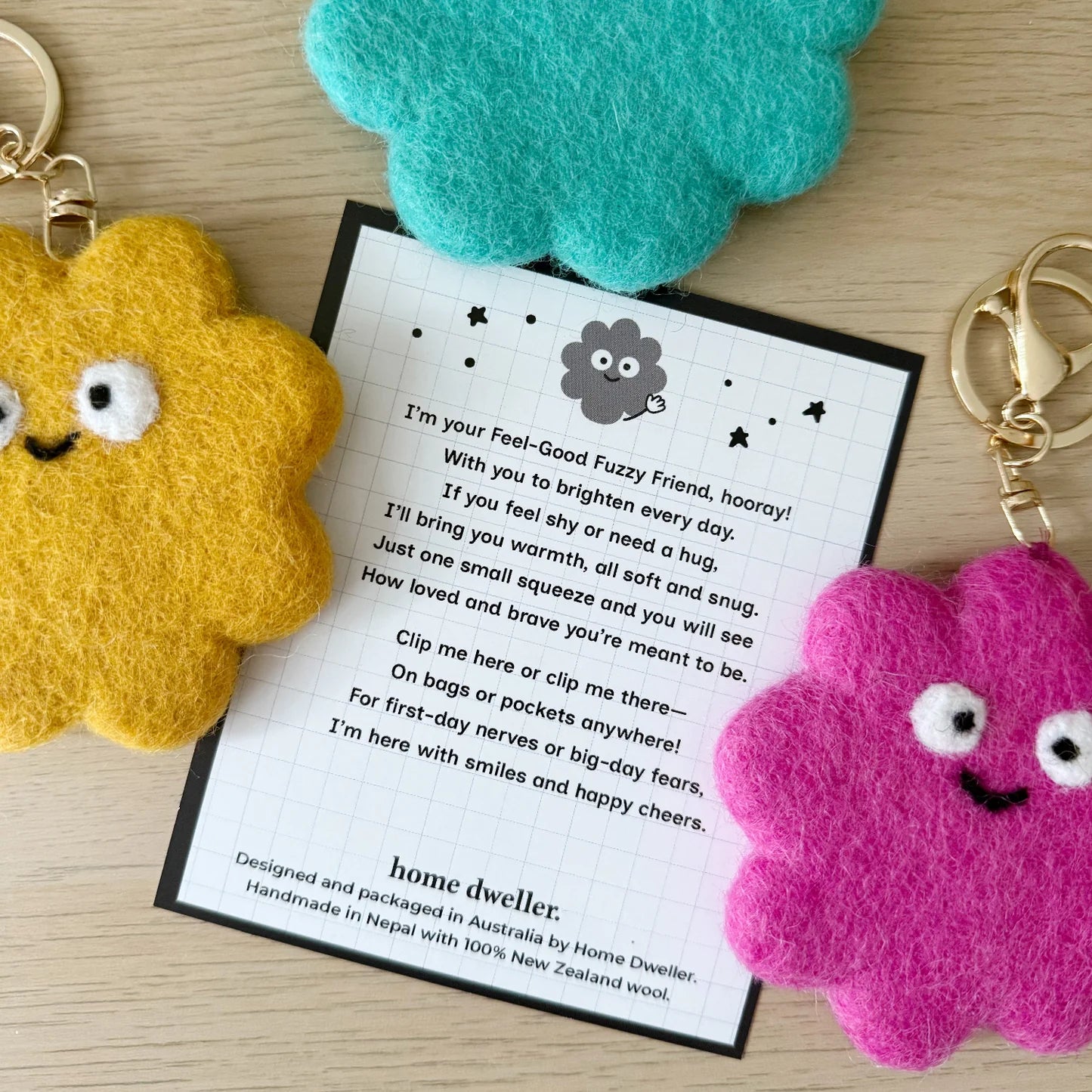 Feel-Good Fuzzy Friend Bag Charm/Keychain - Buddy