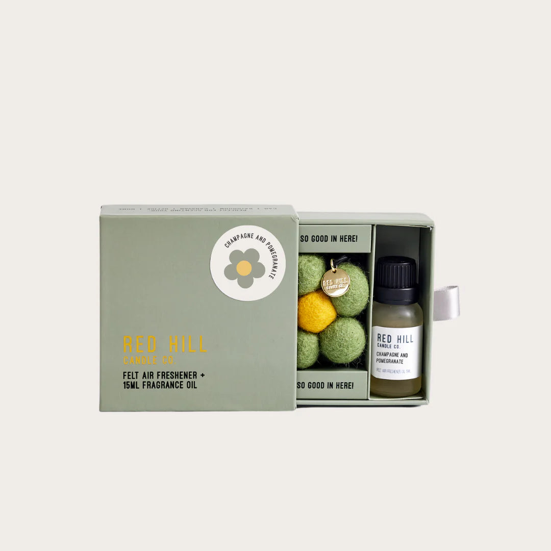 Champagne & Pomegranate Felt Flower Air Freshener