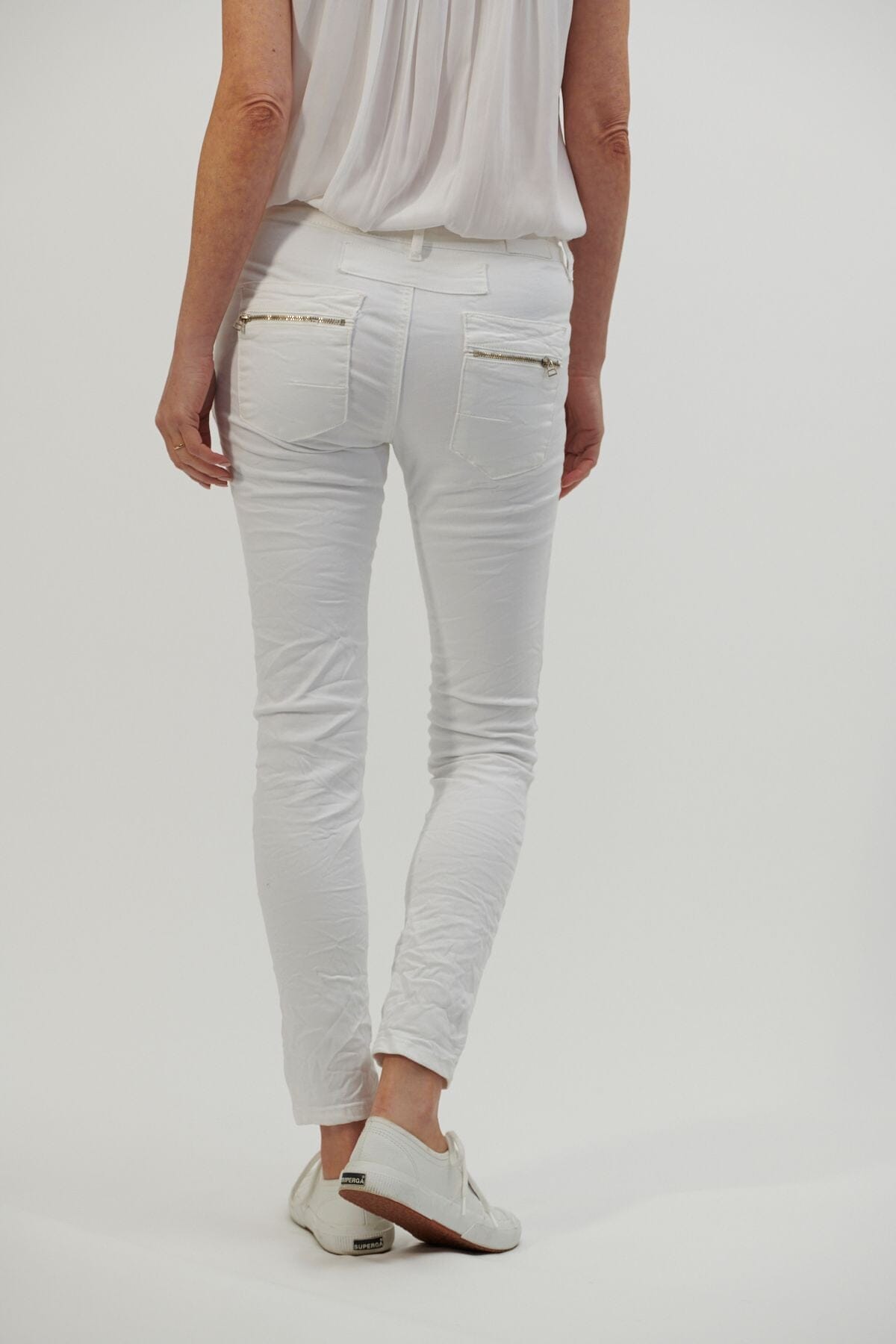 Italian Star Button Jean white