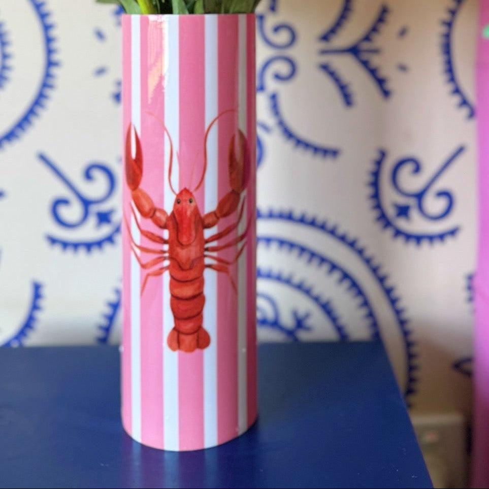 Pink Stripe Lobster Vase