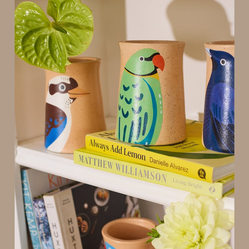 Aerial Blue Budgie Vase