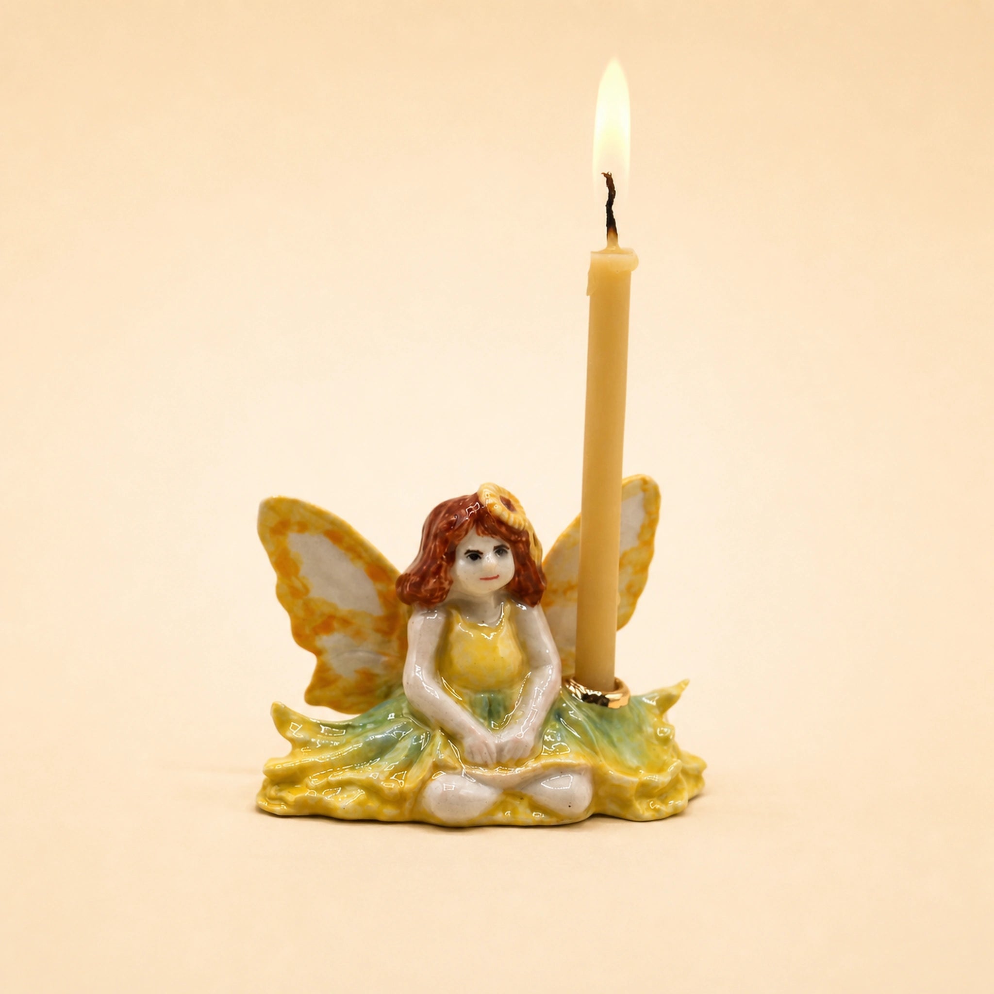 Sunflower Fairy Cake Topper | Porcelain Candle Holder