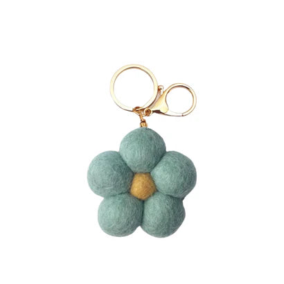 Felt Flower Keychain - Turquiose
