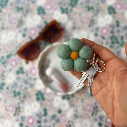 Felt Flower Keychain - Turquiose
