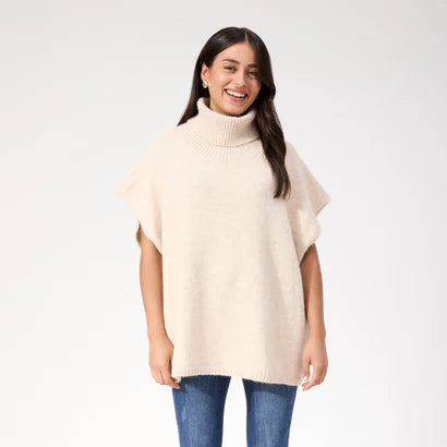 Valenza Knit Poncho - Natural