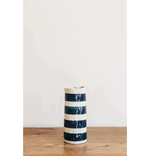 Noss & Co MEDIUM NAVY HORIZONTAL STRIPE VASE