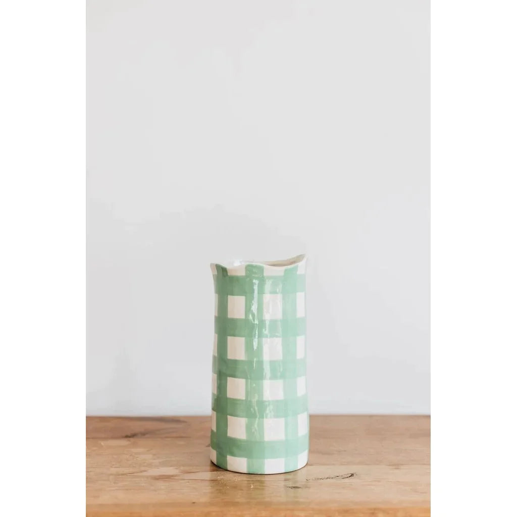 SMALL GREEN GINGHAM VASE
