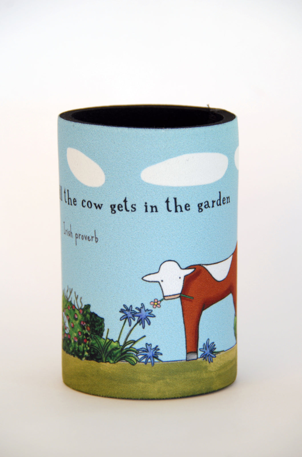 Red tractor designs - Cow In The Garden Stubby Holder