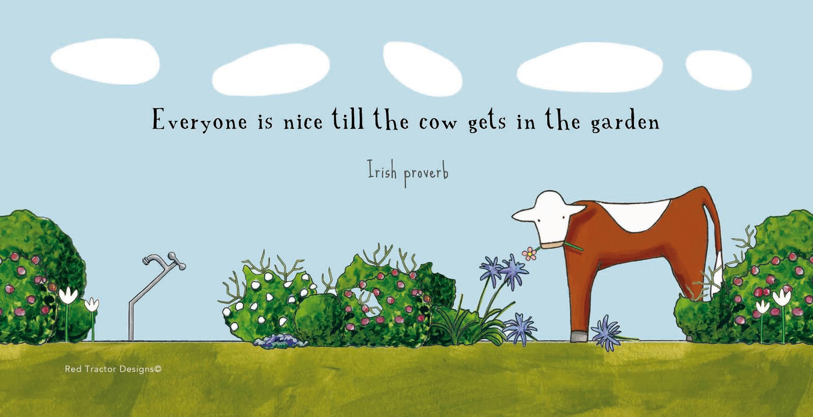 Red tractor designs - Cow In The Garden Stubby Holder