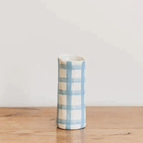 SMALL CORNFLOWER BLUE GINGHAM VASE