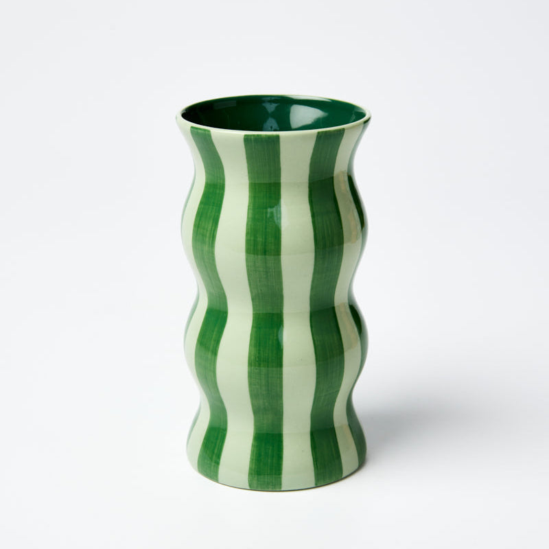 PALMA VASE - TONAL GREENS STRIPE