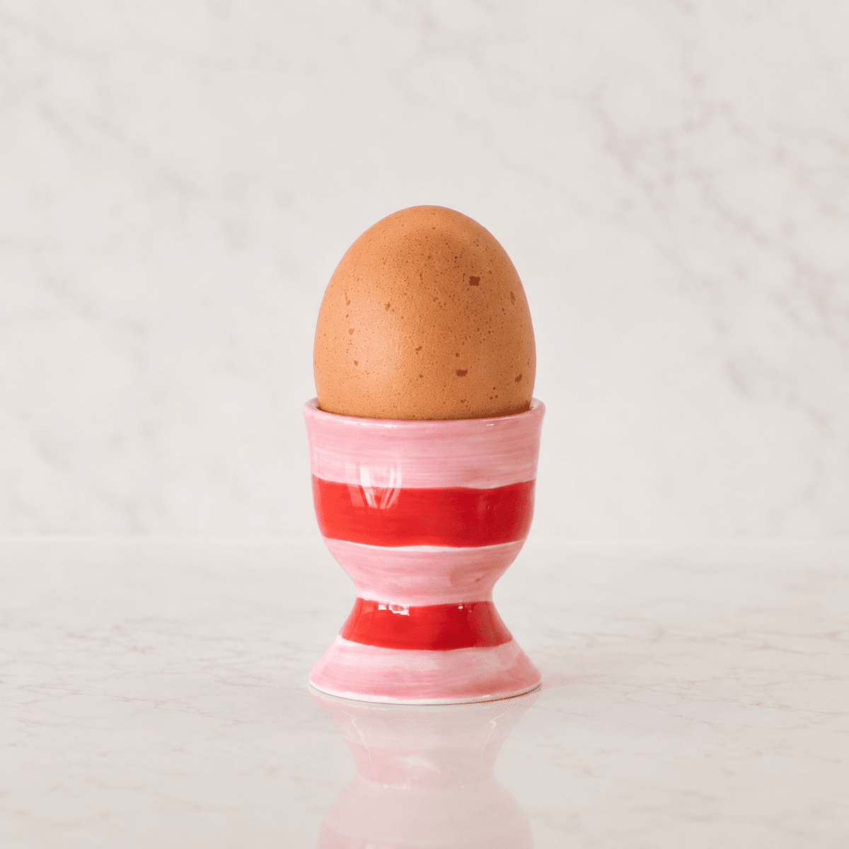 Egg Cup - Pink & Red Stripe