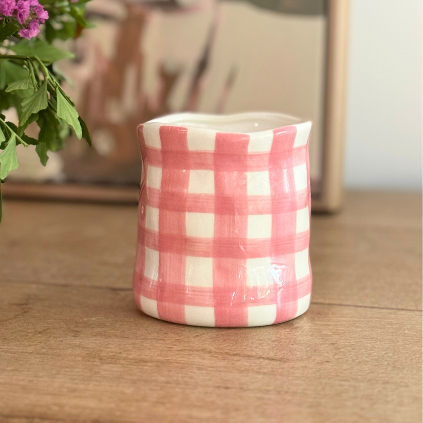 Peony Rose - Rose Pink Gingham Candle