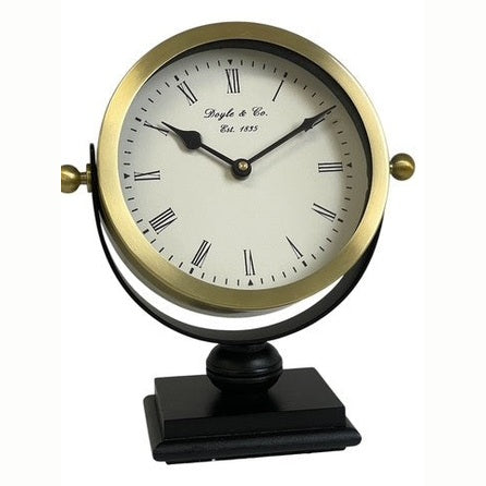 Round Gold Clock on Black Stand