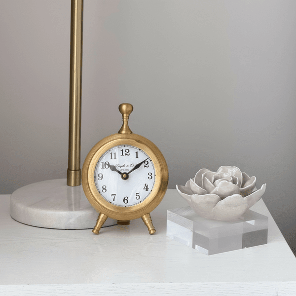 Round Face Footed Gold Clock