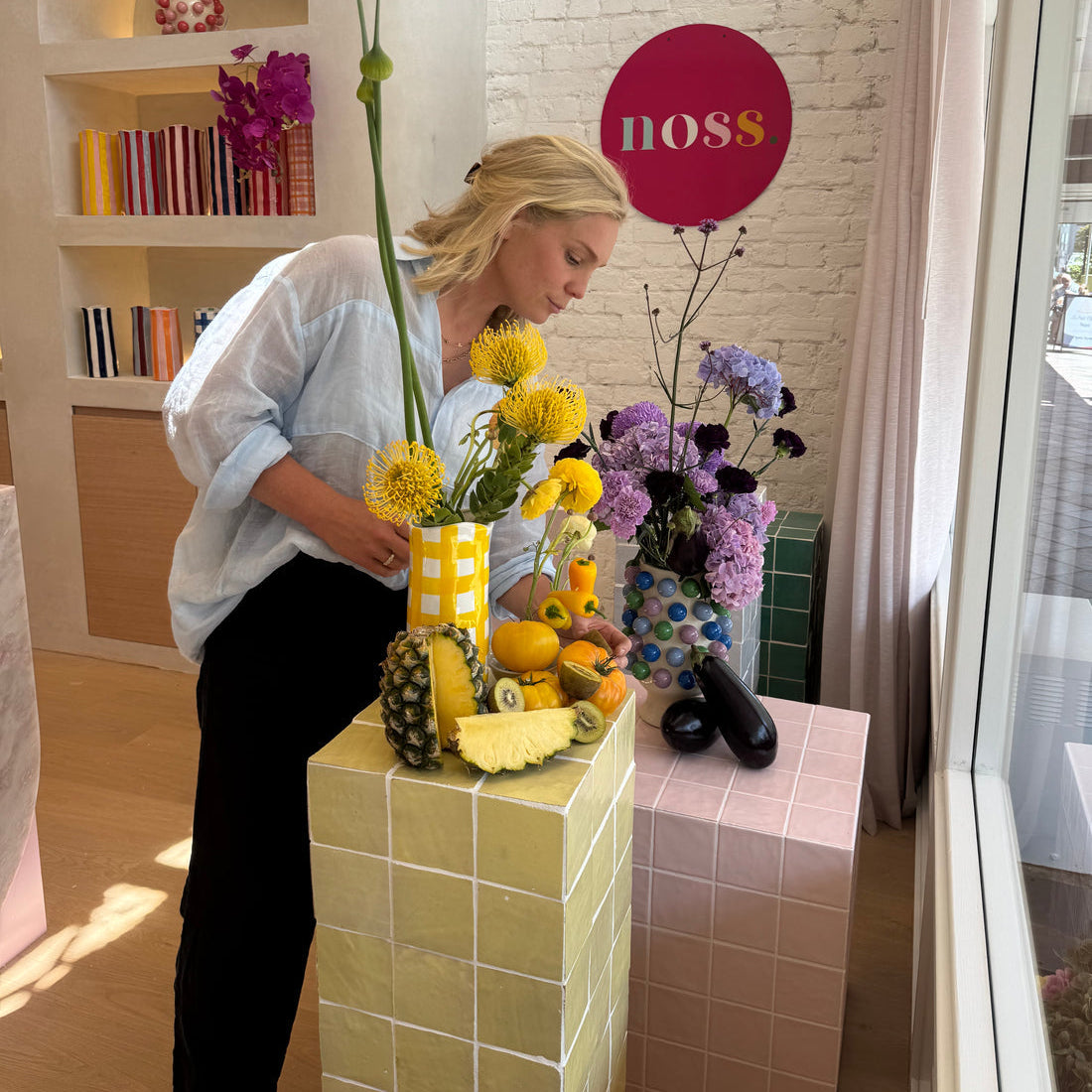 Medium Vase - Yellow Gingham
