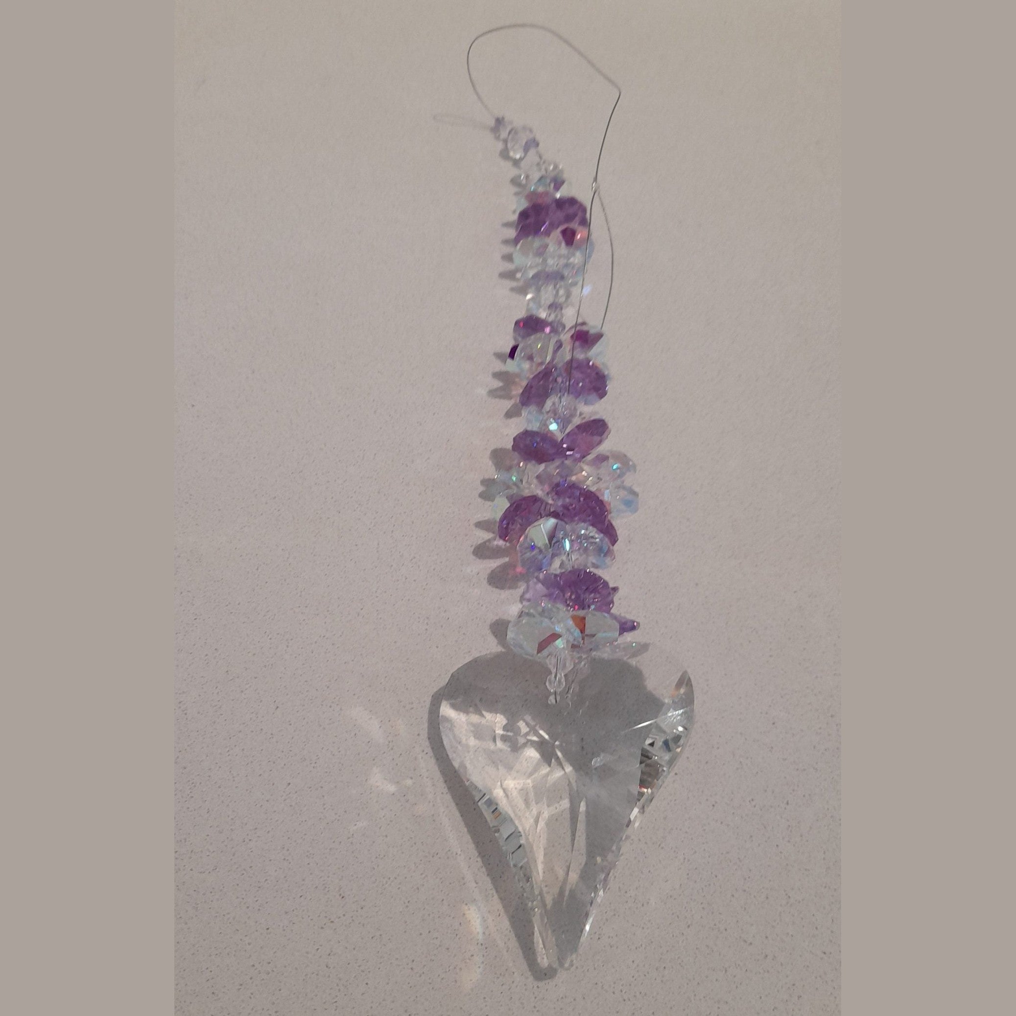 Crystal Heart Sun Catcher Lilac - Large