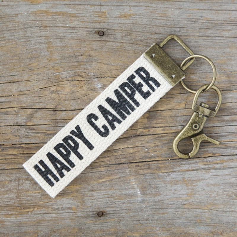 Canvas Key Fob Happy Camper