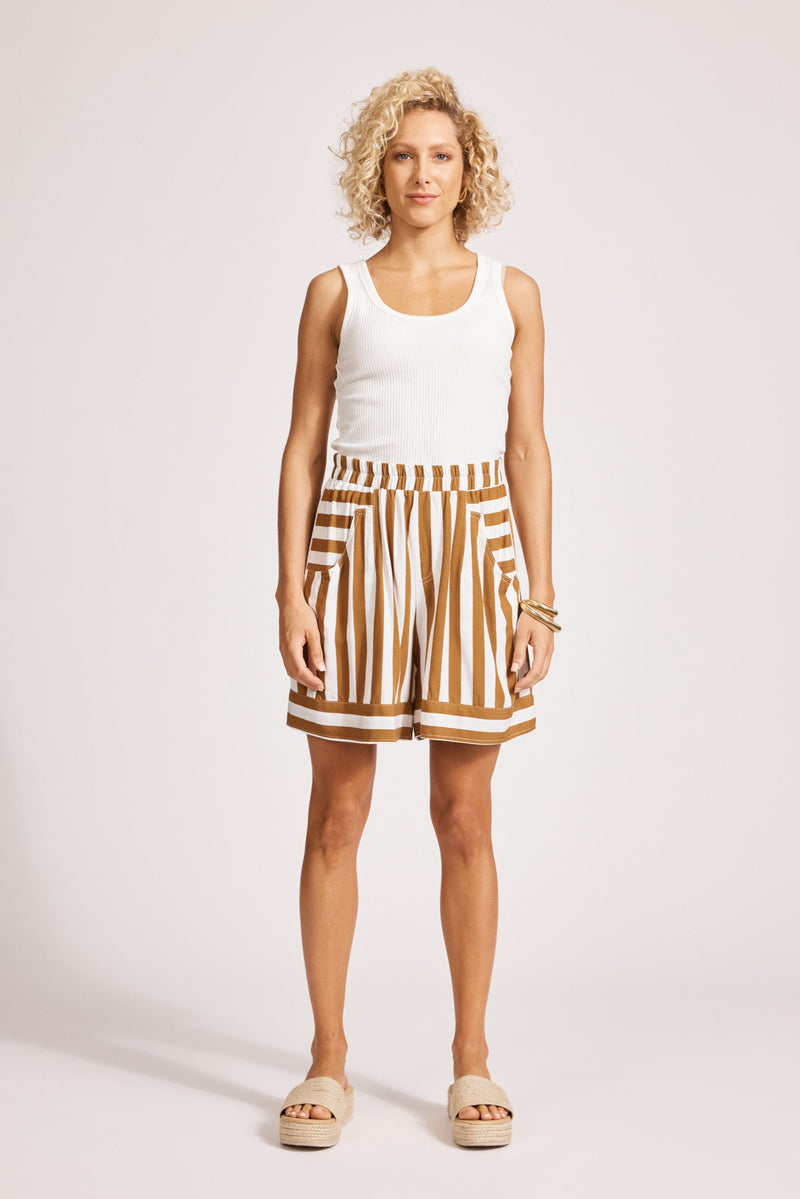 Treville Stripe Shorts - Caramel