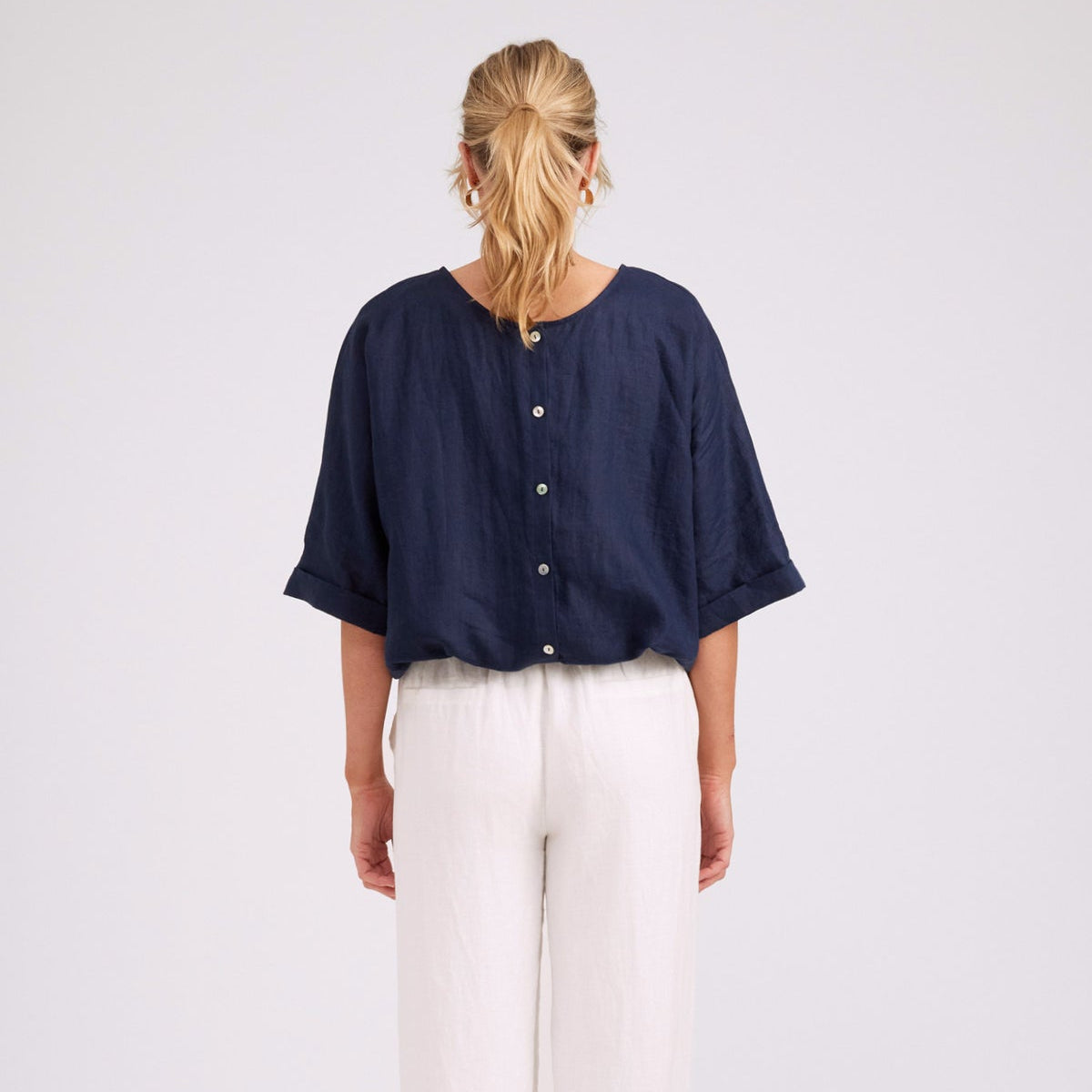 Studio Button Top/Jacket - Navy