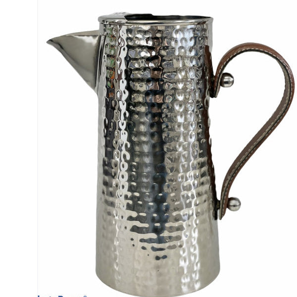 Hammered Jug with Brown Leather Handle - Small