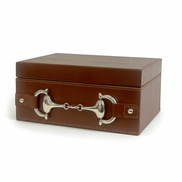"Equestrian" Leather Decor Box  - Tan