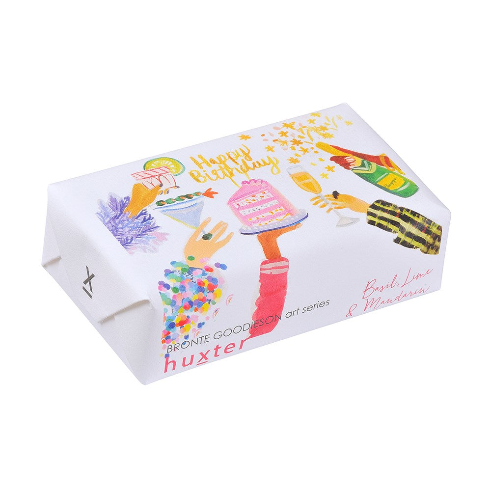 Happy Birthday Cheers - Bronte Goodieson Artist - Huxter Soap - Basil, Lime & Mandarin