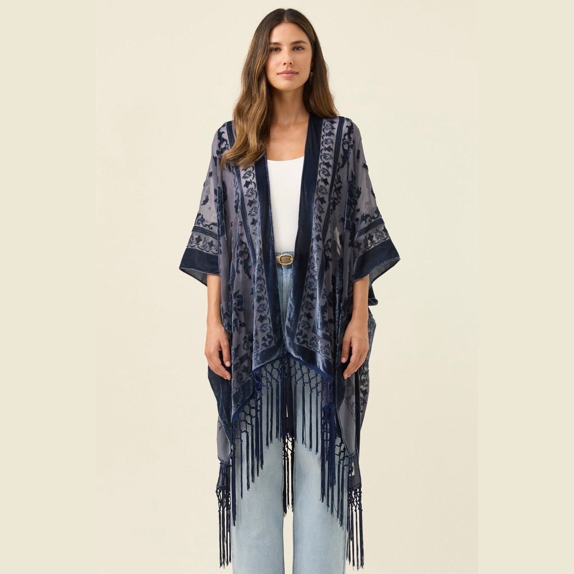 Navi Velvet Cape - Navy