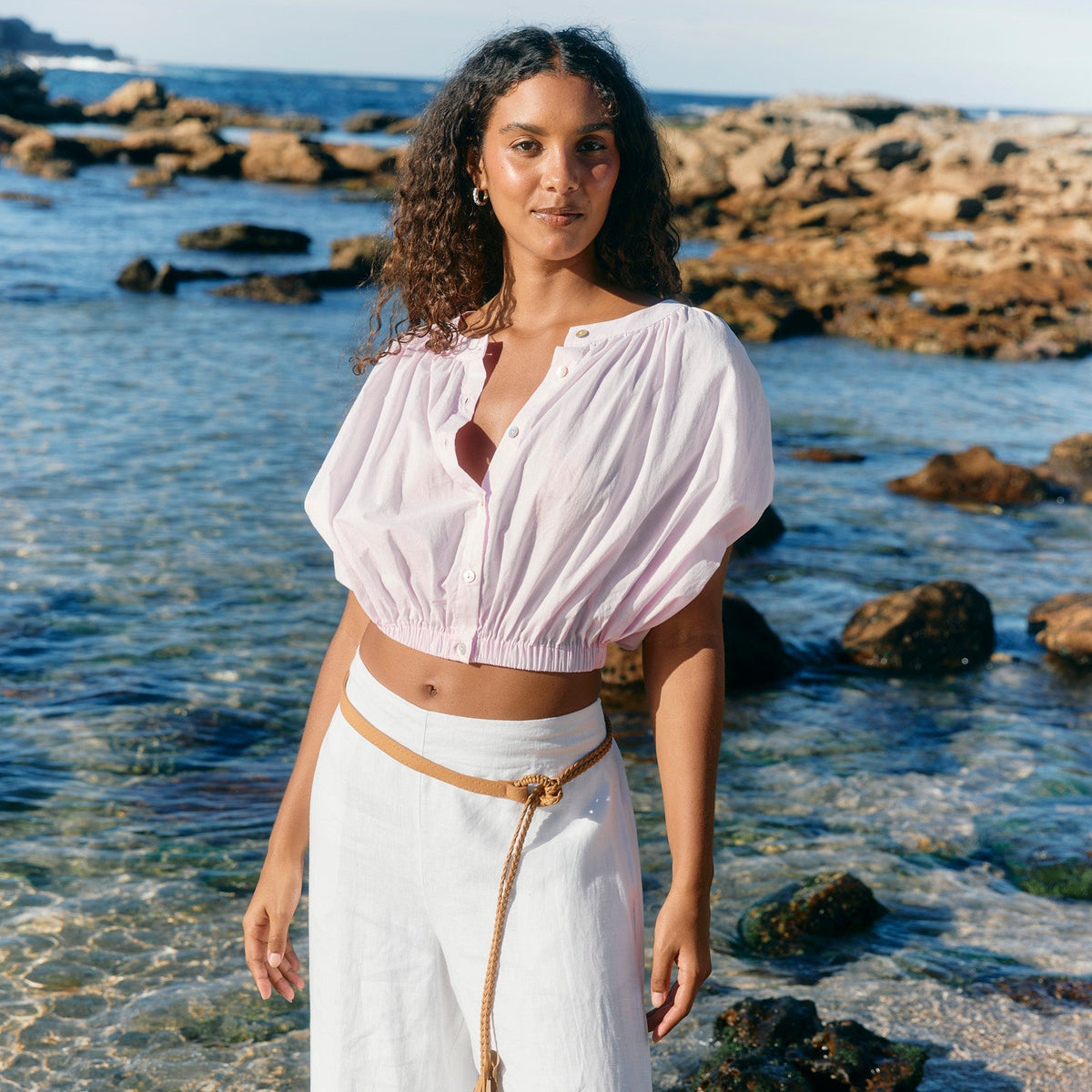 Rosa Reversible Crop Top - Light Pink