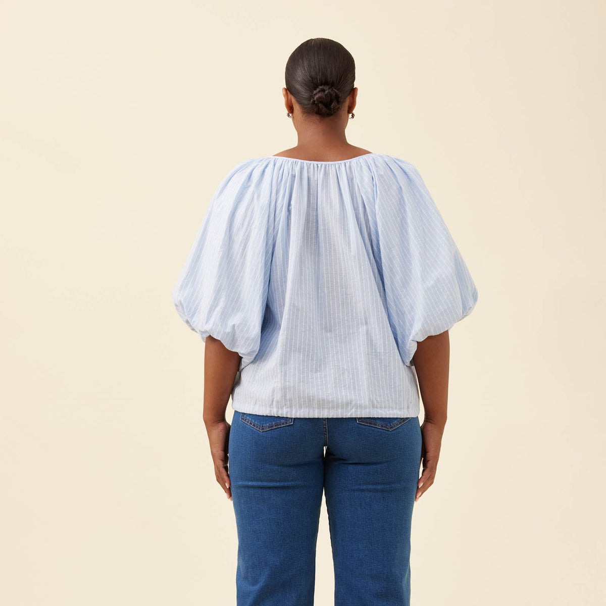 Lyndell Drawstring Top - Light Blue
