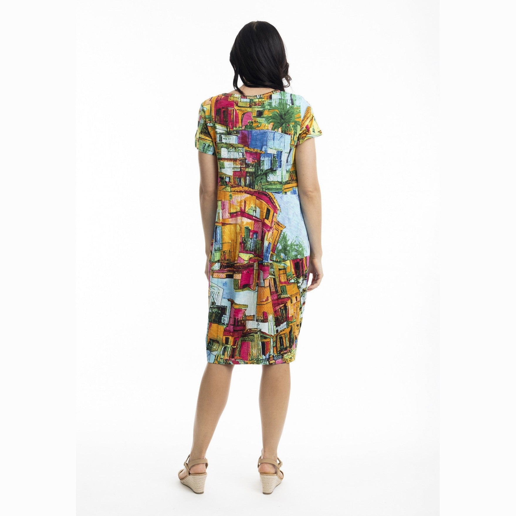 Printed Cotton Short Sleeve Bubble Dress Orientique
