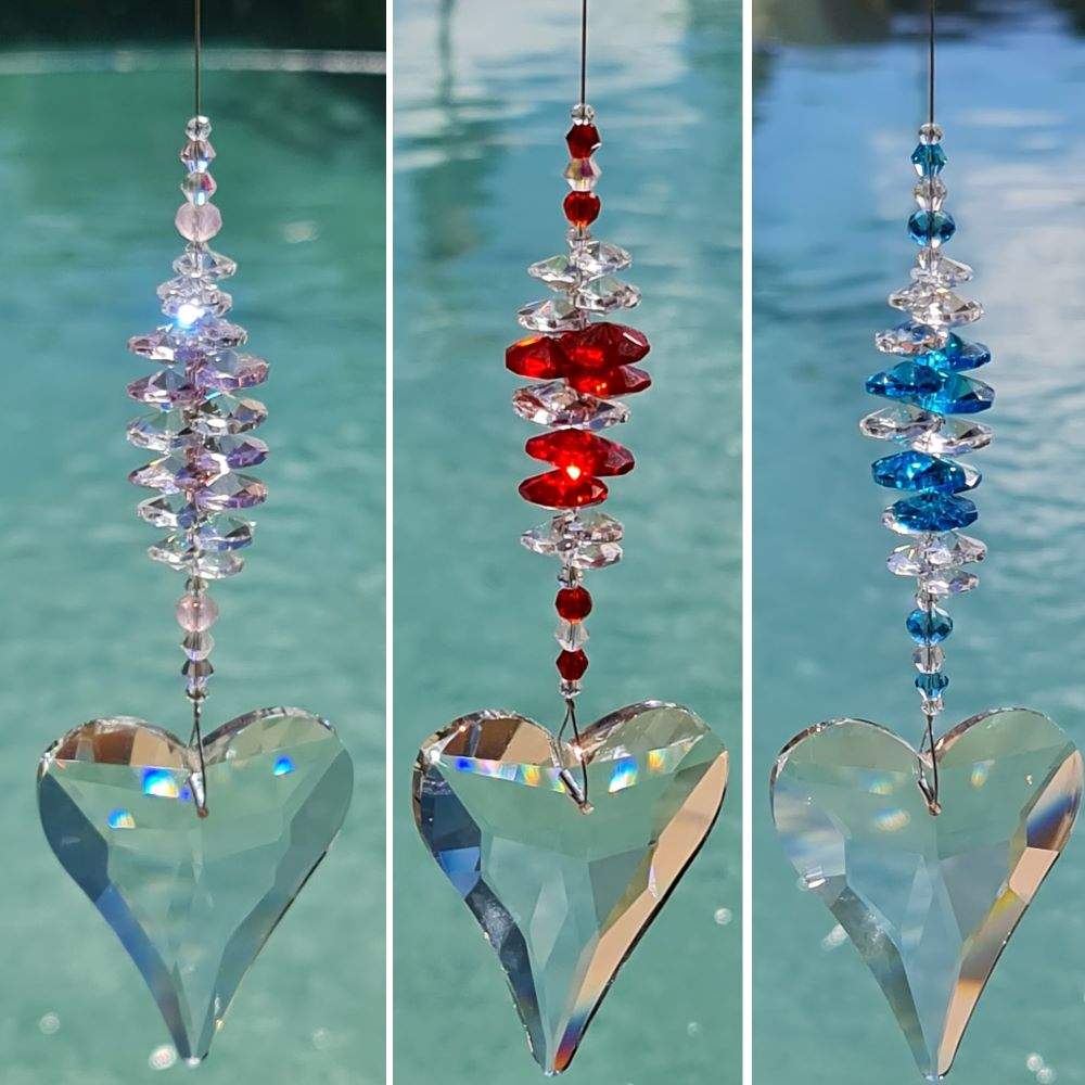 Heart Crystal Sun Catchers   Pink - medium