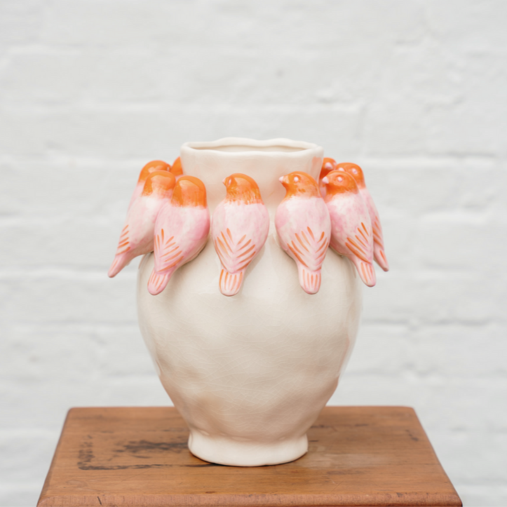 Ivory Bird Vase - Large