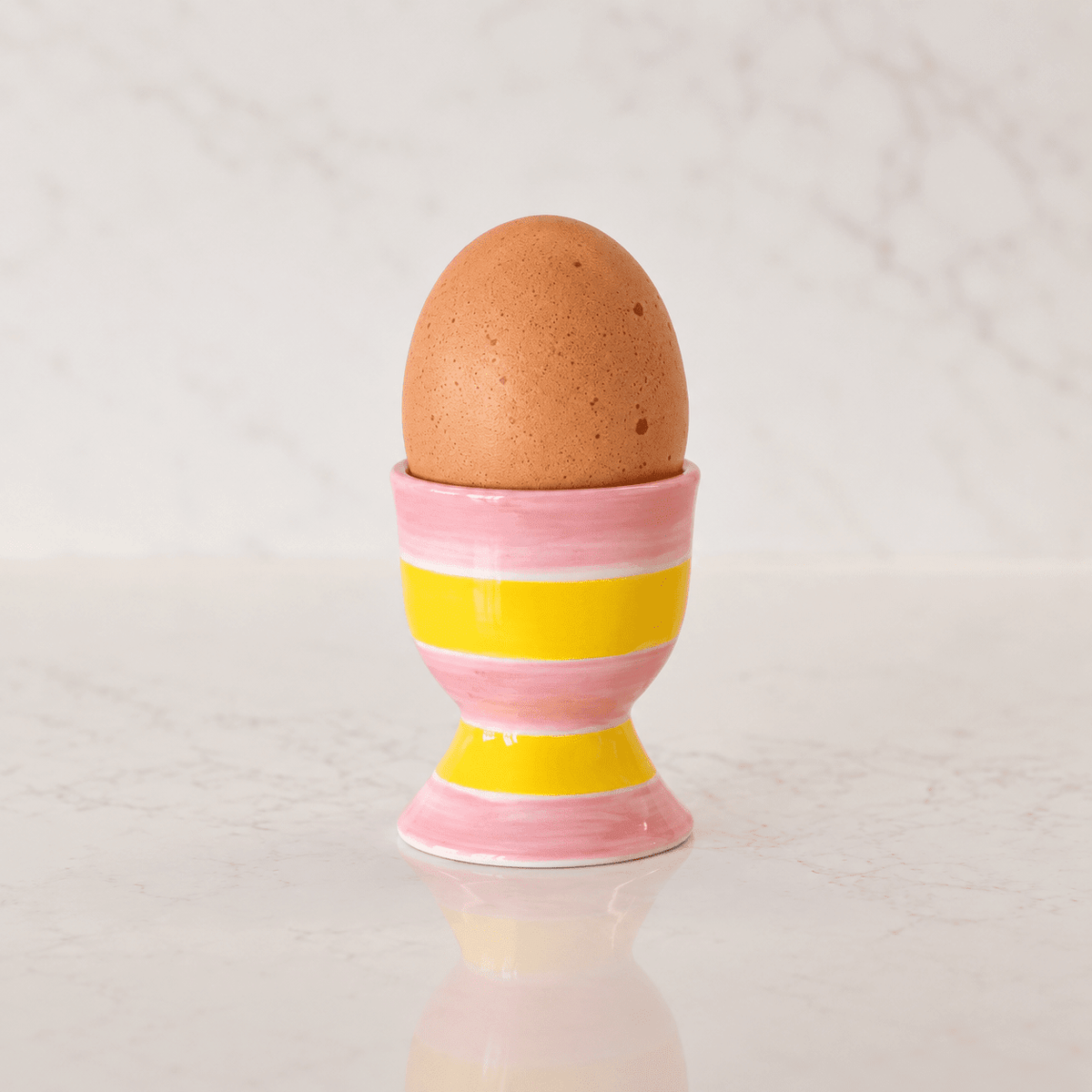 Egg Cup - Pink & Yellow Stripe